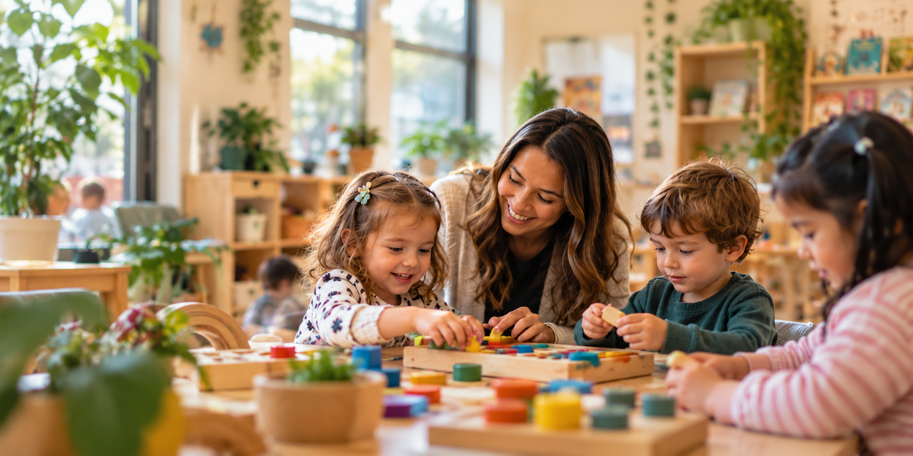 Children learning and playing in a warm Tiny Hoppers Calgary classroom